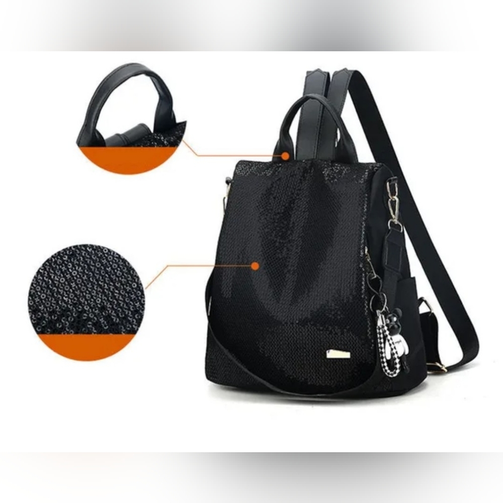 Sequin Multifunction Backpack / Shoulder Bag For … - image 2